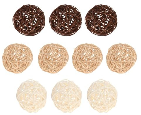 MagiDeal Boules décoratives en rotin, 10 pièces, Ornement de Maison, 3 Couleurs, Boules suspendues, Remplissage de Vase pour Mariage, Halloween, décoration de
