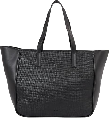 Calvin Klein Damen Shopper Medium mit Reißverschluss, Schwarz (Ck Black Textured), Einheitsgröße