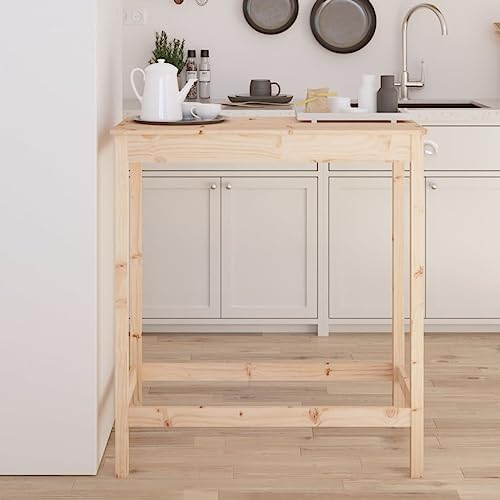 TANZEM Mesa Alta de Bar Madera Maciza de Pino 100x50x110 cm, Recibidor, Muebles de Cocina, Consola, Barra, Auxiliar, Mueble Bar