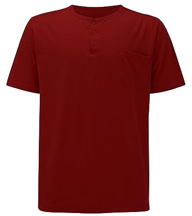 Dynamo Herrenmode Frühling und Sommer, lässig, kurzärmelig, einfarbig, T-Shirt-Oberteile Herren Tops Sommer Basics (Wine, S)