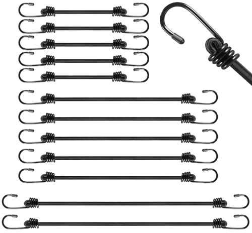 moinkerin Cinghie Corde Elastiche con Gancio,10 Pezzi 30CM/60CM/100CM Corda Elastica Resistente Gancio Elastico per il Fissaggio di Bagagli, Portabagagli, Campeggi, Motociclette e Teloni