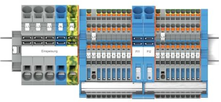 WAGO TOPJOB®S-Hauptverteiler-Set FI; mit Betätigungsöffnung und Drücker; 16-stellig; Dreiphasig; Kunststoff; 821-108