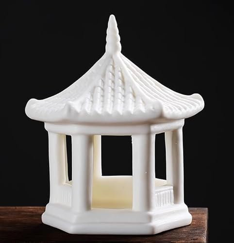 DECRZPB Ornement en céramique pavillon Blanc Sculpture en Porcelaine Artisanale décoration de Maison Bureau Cadeau de Mariage