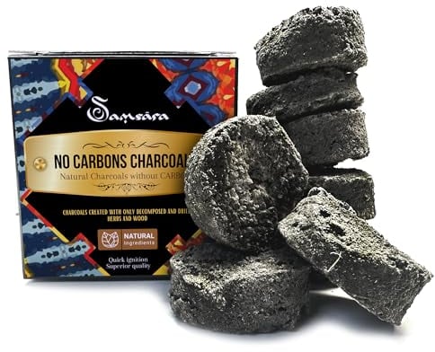 Samsara Carboncini per Incenso Artigianali | NO CARBONE, NO additivi chimici e volatili | Solo Erbe Essiccate e legno per una fragranza naturale e rilassante - 100% Naturali (8pz)