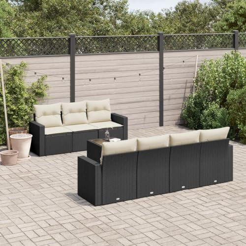 Tidyard 8-TLG. Polyrattan Lounge Set, Gartenmöbel Set, Loungemöbel Terrasse, Balkonlounge Rattan, Gartensofa, Balkon Sofa, Balkonmöbel Set, mit Auflagen, Gartenlounge Outdoor