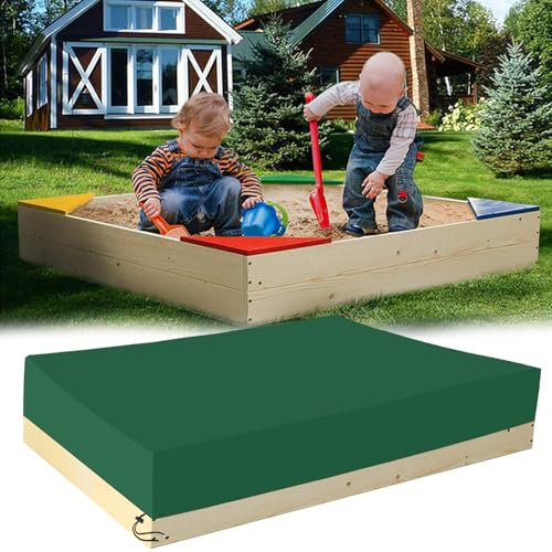 Sandkasten Abdeckung Wasserdicht 210D Oxford-Stoff Abdeckung Sandkasten Staubdicht Abdeckplane Sandkasten Sandkastenabdeckung mit Kordelzug für Sandkasten Garten (Grün, 120 * 120 * 20cm)