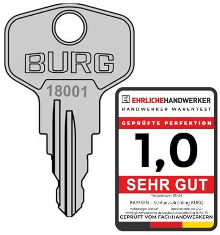 Ersatzschlüssel Kompatibel mit Burg-Wächter - Schlüssel nach Code Universalschlüssel Zusatzschlüssel Möbelschlösser Briefkastenschlüssel Hebelzylinder - Code 18212
