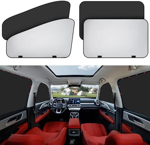 XCBYT Parasol Lateral Magnético 4 Unidades, Ventanas Traseras Coche, Protector Solar, Cortinas, Oscurecedor, Protección UV y Contra el Calor