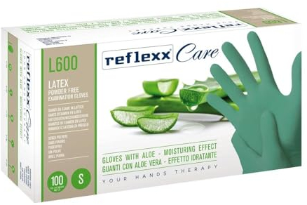 REFLEXX L600 300/1000 Guanti in LATTICE VERDI CON ALOE VERA - 6,2 GRAMMI - VARIE TAGLIE OFFERTA - settore odontoiatrico guanti dentista (1000 pezzi Taglia XS)