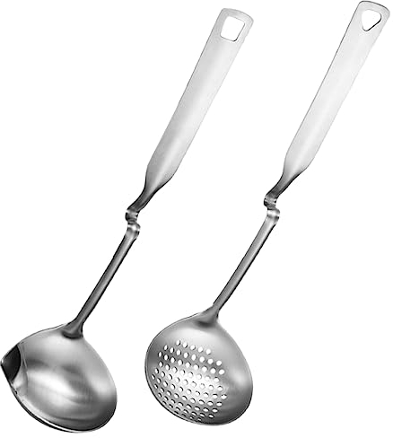 CIYODO 2St Sieb tragbare Suppenkelle Ölkelle Schaumlöffel zum Kochen küchenmaschiene kochgeschirr Löffel mit gebogenem Griff Griffschaufel mit Verbrühungsschutz Rostfreier Stahl Silver