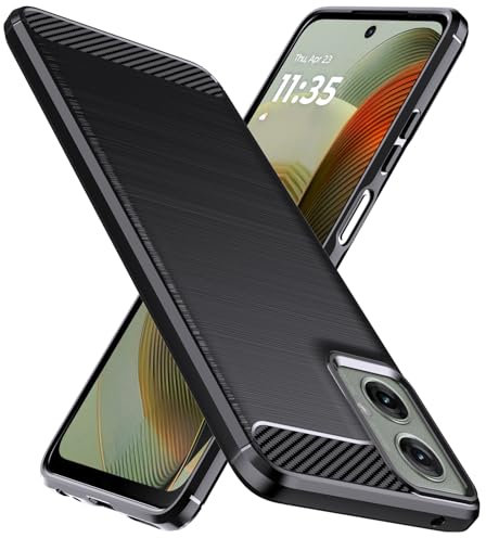 Natbok Case for Motorola Moto G55, Military-Grade Shockproof [Carbon Fiber Texture] Soft Flexible TPU Slim Anti-Scratch Cover Phone Case for Moto G55 6.49 inch,Black