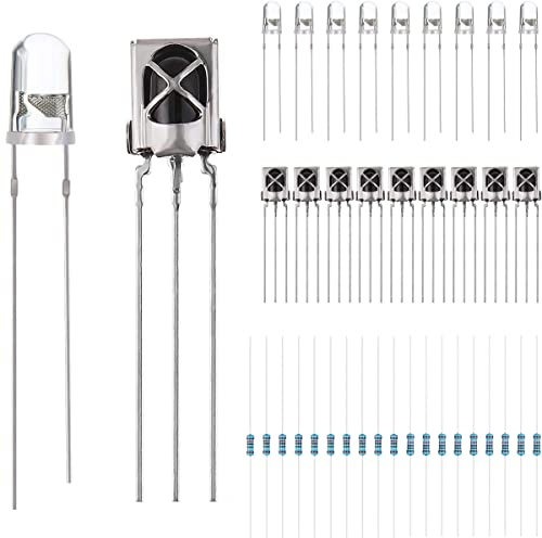 DAOKAI Infrarotdiode,LED Leuchtdioden Diode,IR Sender und Empfänger 5MM 940nm lichtempfindlicher Empfänger 18 m LED-Sensor Spezieller IC eingebaut/entstörung Stark(20 Paare)