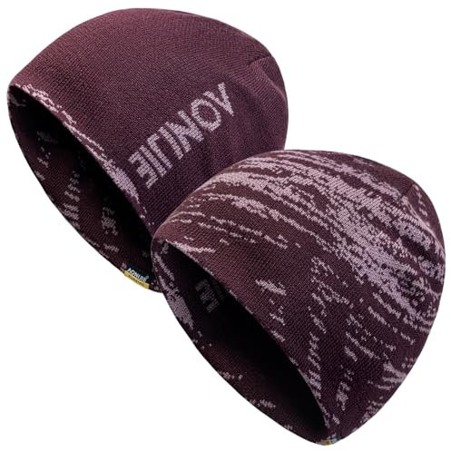 Joscoal Strickmützen für Herren 2in1 Reversible Beanie Wollmütze Mütze Damen Winter Unisex Haube Sportmütze Jagdmütze Wintermütze Wendemütze Weich Hochwertig Elastisch, Tarnrot