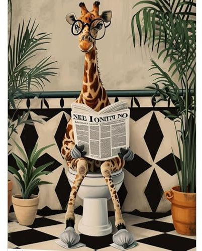 CLYCTIP Kit de peinture diamant pour adultes, girafe mignonne sur toilettes, animal de compagnie, 30 x 40 cm (L)