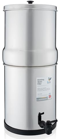 British Berkefeld 8.5L Stainless Steel Gravity Water Filter System | Comes With 2 Ultra Sterasyl Cartridges | Great Tasting Clean Water | No Power Or Plumbing Required | For Home Or Outdoor Use