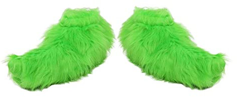 Yearsahrk Grüne Grinch Handschuhe Pelzige Hände Monster Schuhüberzüge Weihnachtsmütze Weihnachts Kostüm Requisite Halloween Accessoires Geschenke (Schuhüberzüge)