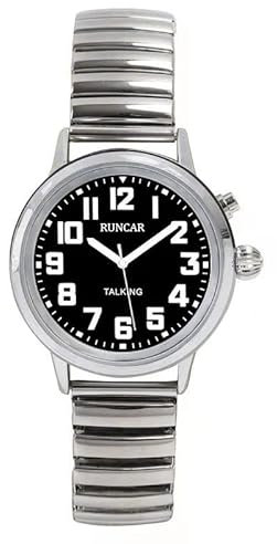 MAUJOY Sprechende Uhr für Damen für Blinde Senioren mit Sehbehinderung, Laute und klare Stimme,Spricht Deutsch (Black-B)