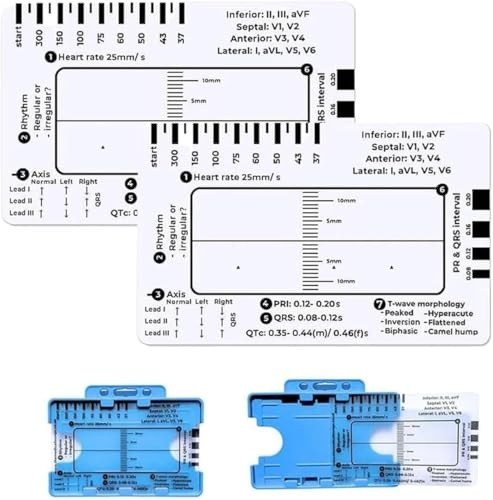Endxedio EKG-7-Schritt-Lineal, Transparent PVC, Kunststoff, ID-Kartengröße, 85.6 mm x 53.98 mm