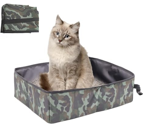 Katzentoilette Tragbare, Reise-Faltbar, Wasserdicht und Atmungsaktiv, Auto-Reise und Camping, Groß (Military Green)