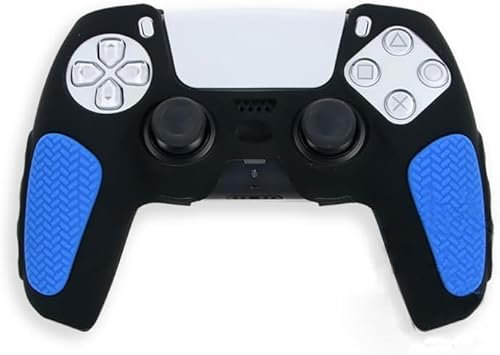 Coque de protection antidérapante en silicone pour manette de PS5/PS5 Noir/bleu