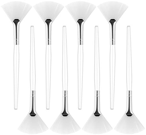 8 pinceles faciales abanicos, máscaras, máscaras, accesorios para cosméticos, máscara facial suave, mango de plástico transparente, crema facial de barro