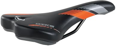 Montegrappa Dike Fahrradsattel aus Kunstleder für Off-Road-Fahrräder, Mountainbikes, Gravel, Enduro, Polsterung aus Memory-Schaum (Schwarz/Orange)
