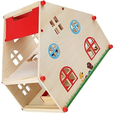 BESTonZON Mini-Maison Bois Portable pour Garçon Fille Jouet Éducatif Interactif Et Simulation De Villa Familiale