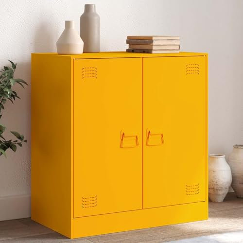 THOYTOUI Sideboard, Apothekerschrank Vitrinenschrank Schränke TV-Schrank Geeignet für Soggiorno Cucina Camera da letto Corridoio Senfgelb 67x39x73 cm Stahl