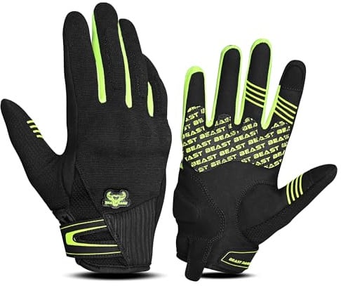 BEAST RAGE Sommer Motorradhandschuhe - Atmungsaktive Touchscreen-Reithandschuhe für Männer und Frauen, leichte Off-Road-Rennhandschuhe mit Fingerprotektoren, rutschfester Griff (Grün, M)