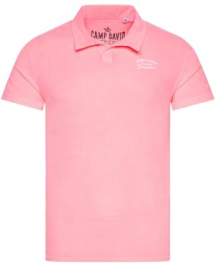 Camp David Herren Kurzarmpolo im Frottee-Design Neon Punch, XXL