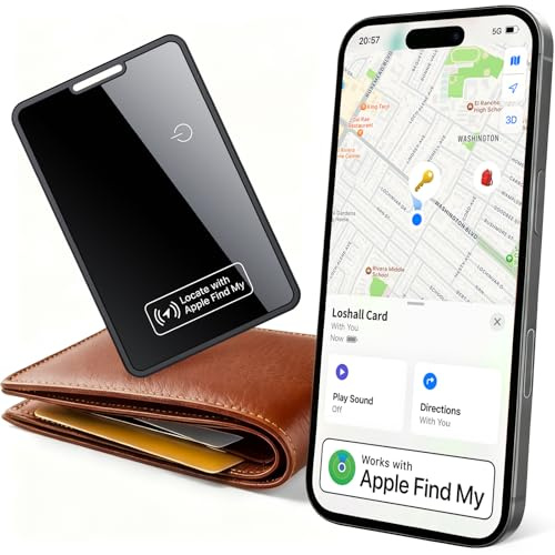 Hendari Dünne Geldbörsen Tracker Karte 1 Pack, 2025 Neue Wiederaufladbarer Wallet Tracker Kompatibel mit Apple Wo ist?(Nur iOS), Air Smart Tag Card für Reisekoffer/Geldbeutel/Koffer, IP68 Wasserdicht