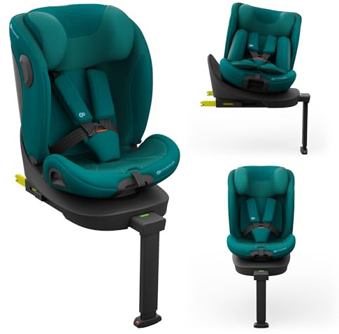 Kinderkraft I-360 2 PRO, 4-in-1-Kindersitz, 40–150 cm, einfache ISOFIX-Montage, 5 Sitzpositionen, von 0 bis 36 kg, EASY SPIN 360° für einfaches Hineinsetzen und Herausnehmen des Kindes, Grun