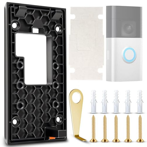 2024 Ring Doorbell Mount No Drill for New Battery Video Doorbell (2024 Release), Doorbell Bracket Backplate Accessories for Office Apartments Houses, Adhesive D oorbell Door Mount with Sticky Pad