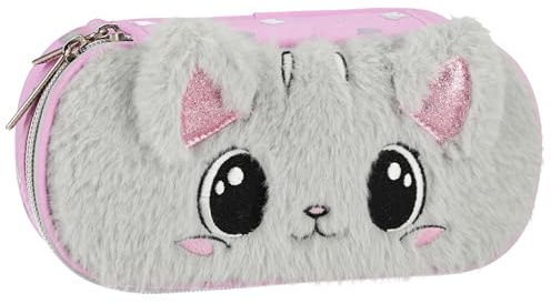 sarcia.eu Fach Schulmäppchen, PLÜSCH Katze, Täschchen mit Ohren für Mädchen 5x22x10 cm (Plüsch Kätzchen)