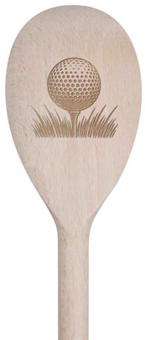 Azeeda 'Golf Ball On Tee' Wooden Spoon - 30cm (SO00024899) | Cooking Utensil for Stirring, Baking, Sauces and Food Preparation