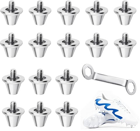 COEKI 16 tacos de aluminio con llave para botas de fútbol de 11 mm 13 mm de metal para botas de fútbol Nike, New Balance y Adidas (rosca M5)