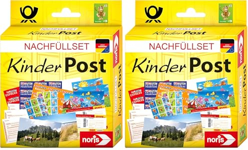 noris 606521006 - Kinderpost Nachfüllset für das beliebte Rollenspiel - geeignet für alle Kinderpost-Spiele, ab 4 Jahren, Ausgabe der 90er Jahre in Dm-währung (Packung mit 2)