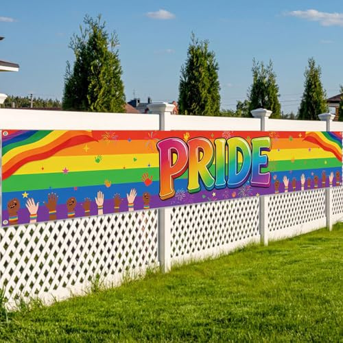 WANDIC Bandera de orgullo arco iris, 50 x 300 cm del mes del orgullo LGBTQ gay, lesbiana, bisexual, transgénero, bandera al aire libre, suministros de fiesta, decoración del hogar