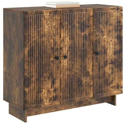 vidaXL Sideboard Geräucherte Eiche 89 x 34,5 x 80 cm Holzwerkstoff, Elegantes Vintage Sideboard, rechteckige Lösung für Zuhause, multifunktionale Möbel