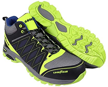 Goodyear Scarpe da ginnastica antinfortunistiche da uomo senza metallo composito e intersuola, giallo blu, 46 EU