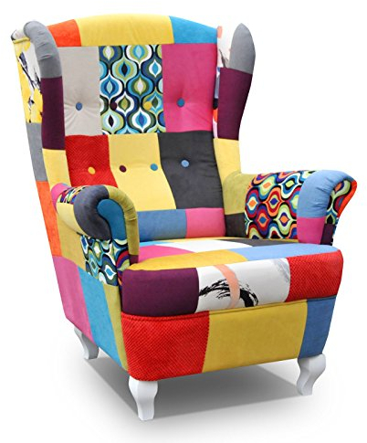 mb-moebel Ohrensessel Fernsehsessel Wohnzimmer-Sessel Relax-Sessel Loungesessel Armsessel Patchwork
