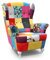 mb-moebel Ohrensessel Fernsehsessel Wohnzimmer-Sessel Relax-Sessel Loungesessel Armsessel Patchwork