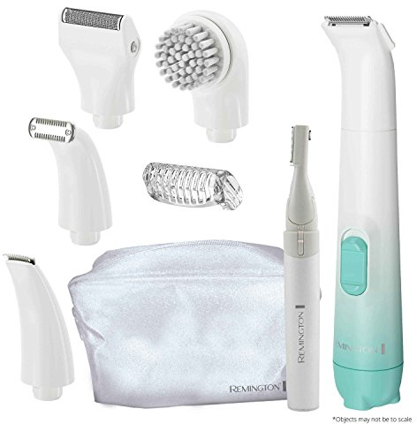 Remington Smooth & Silky Body & Bikini Kit, Cordless Bikini Trimmer and Shaver for Women, Waterproof for Grooming in The Shower, White/Green