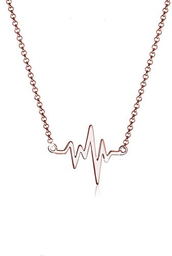 Elli Damen-Halskette Heart Beating Love aus 927er-Sterlingsilber, Roségold, 45