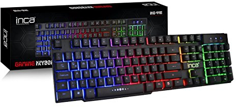 İnca Gaming Tastatur RGB beleuchtet IKG-446 mit 3-Farben LED, mechanischem Tippgefühl, USB 2.0, 105 Tasten, für Windows, Mac, Linux, Android, iOS