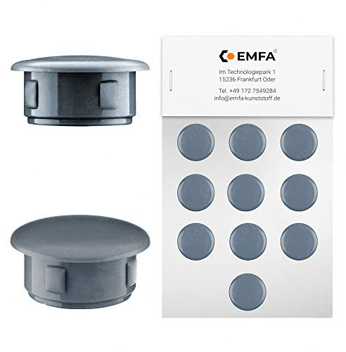 EMFA Bouchon Cache Trou 12 mm Anthracite – Capuchon Plastique obturateur pour Meubles et Trous de Fixation – 1,2 cm – Lot de 10 pièces