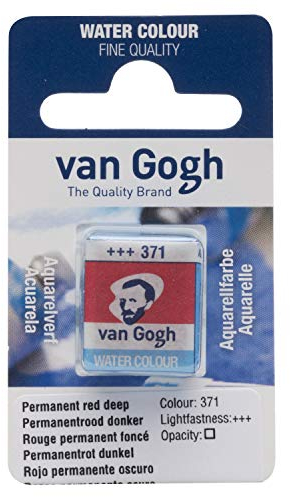 Van Gogh Aquarellfarbe, halber Näpfchen, Permanentrot dunkel 371