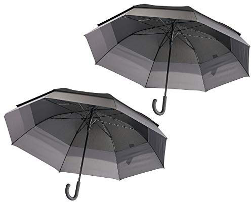 Carlo Milano Regenschirm groß: 2er-Set Großer XXL-Automatik-Stockschirm, windfest, Ø 130 cm (Regenschirm XXL, groß, Sonnenschirm)