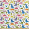ABAKUHAUS Dino Satin Stoff als Meterware, Dinosaurier niedlich bunt, Qualitäts Stoff Heimtextilien Wohnaccessoires, 5M (148x500cm), Grün Rosa
