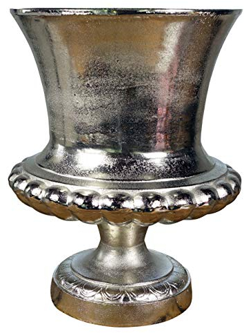 MichaelNoll Vase Blumenvase Gefäß Pokalvase Dekovase Aluminium Silber Groß - Bodenvase für Kunstblumen und Pampasgras - XXL 47 cm